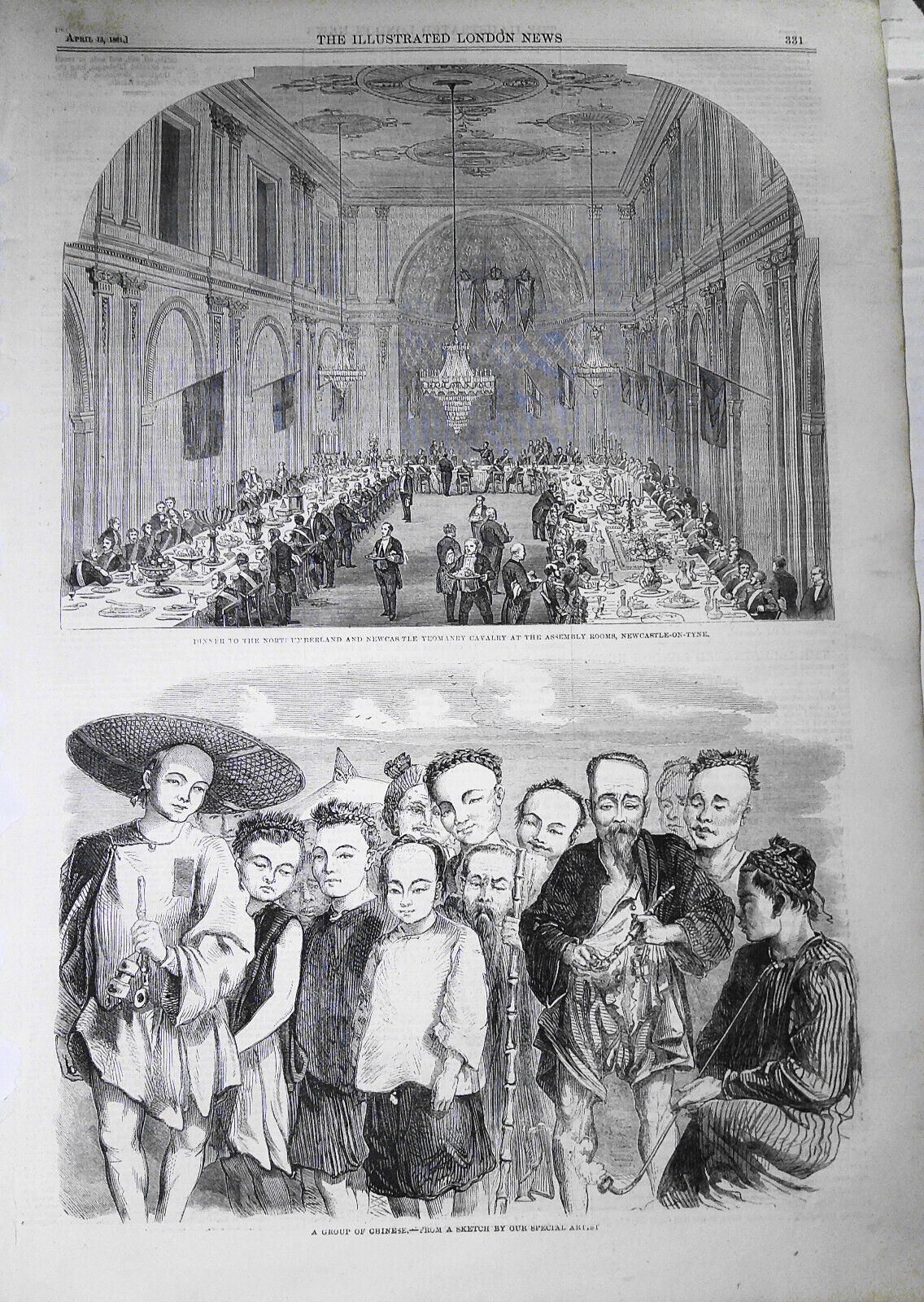 A Group of Chinese. Illustrated London News, April 13, 1861. Original print