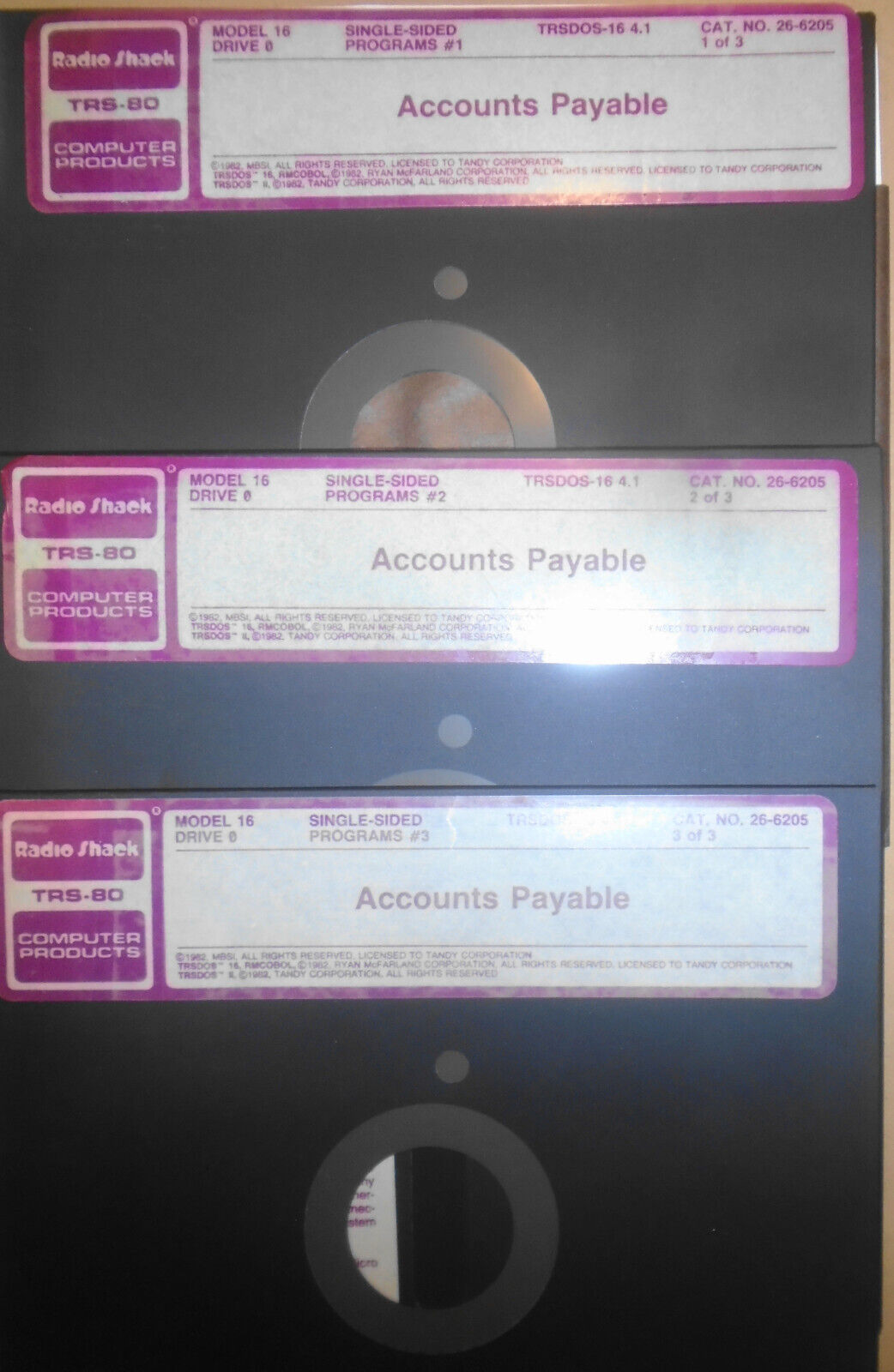 1982 Accounts Payable for Radio Shack Model 16 TRS-XENIX Multi-User & TRSDOS-16