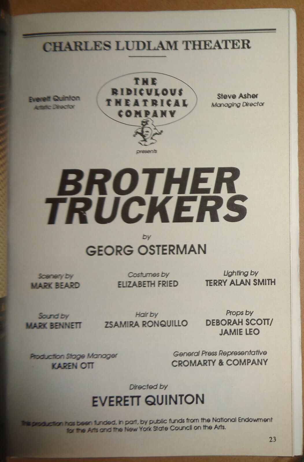 Brother Truckers - Playbill - September 1992