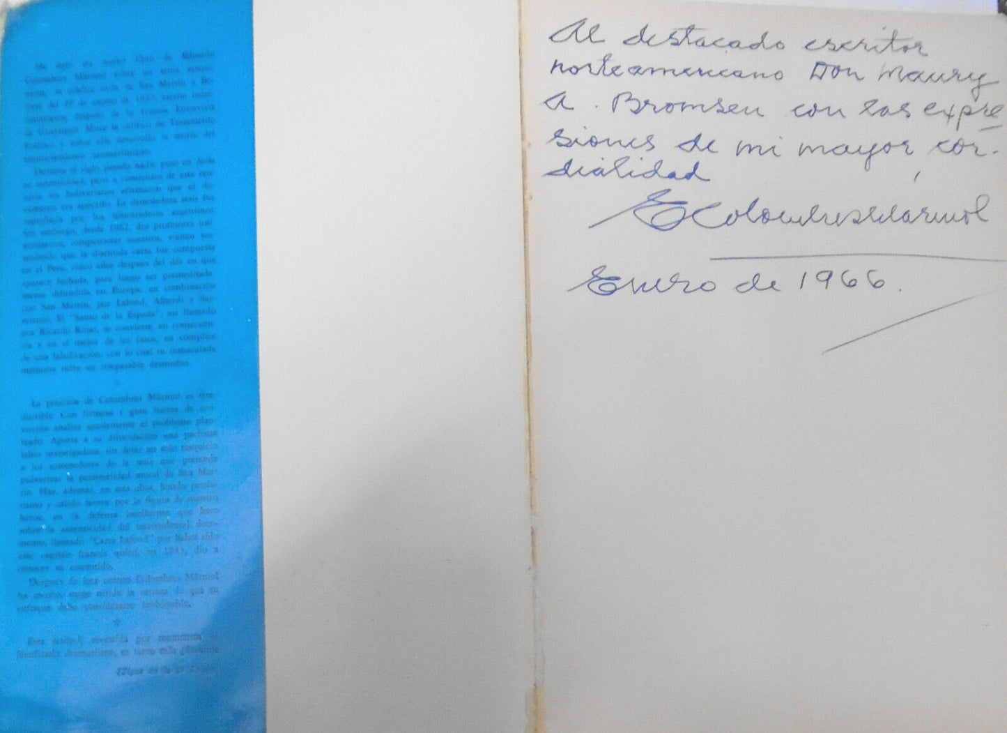 Eduardo Marmol - Es apócrifo el testamento político de San Martín? SIGNED. 1964