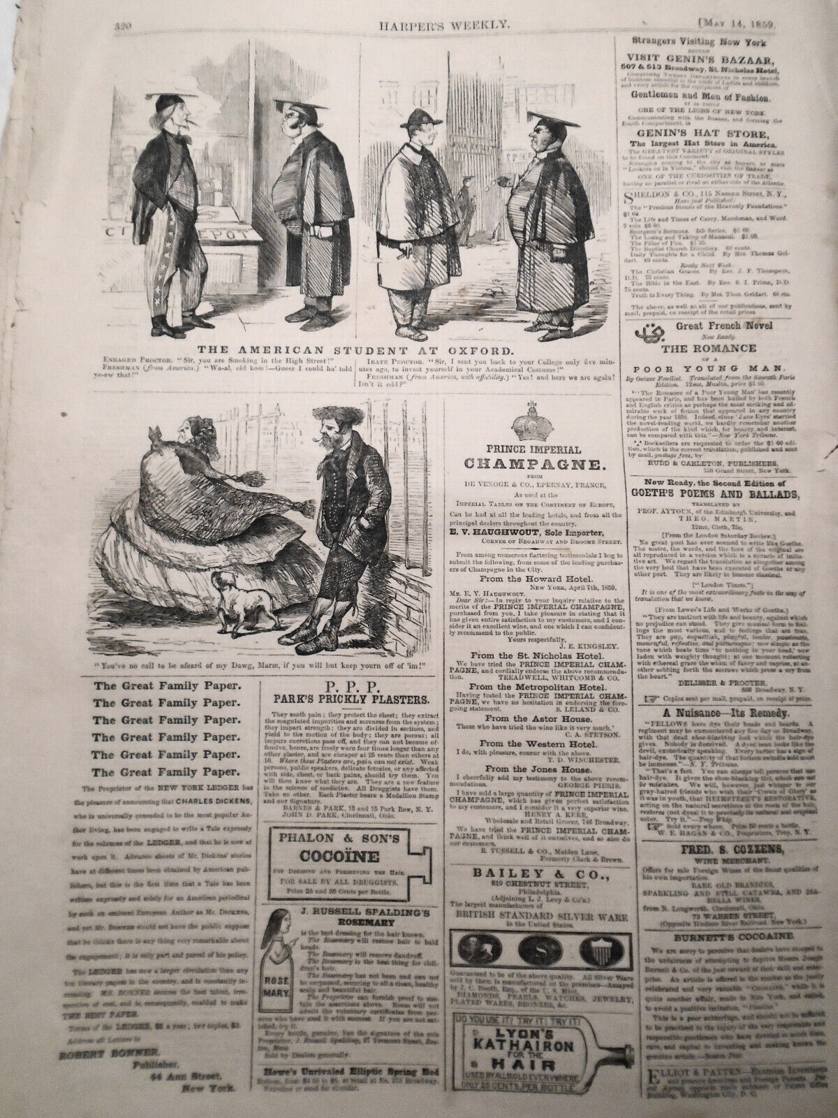 Harper's Weekly May 14, 1859 - Mississippi Flood; Panther Hunting; Vera Cruz etc