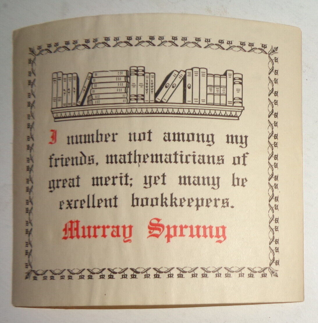 Murray Sprung - Ex Libris Bookplate