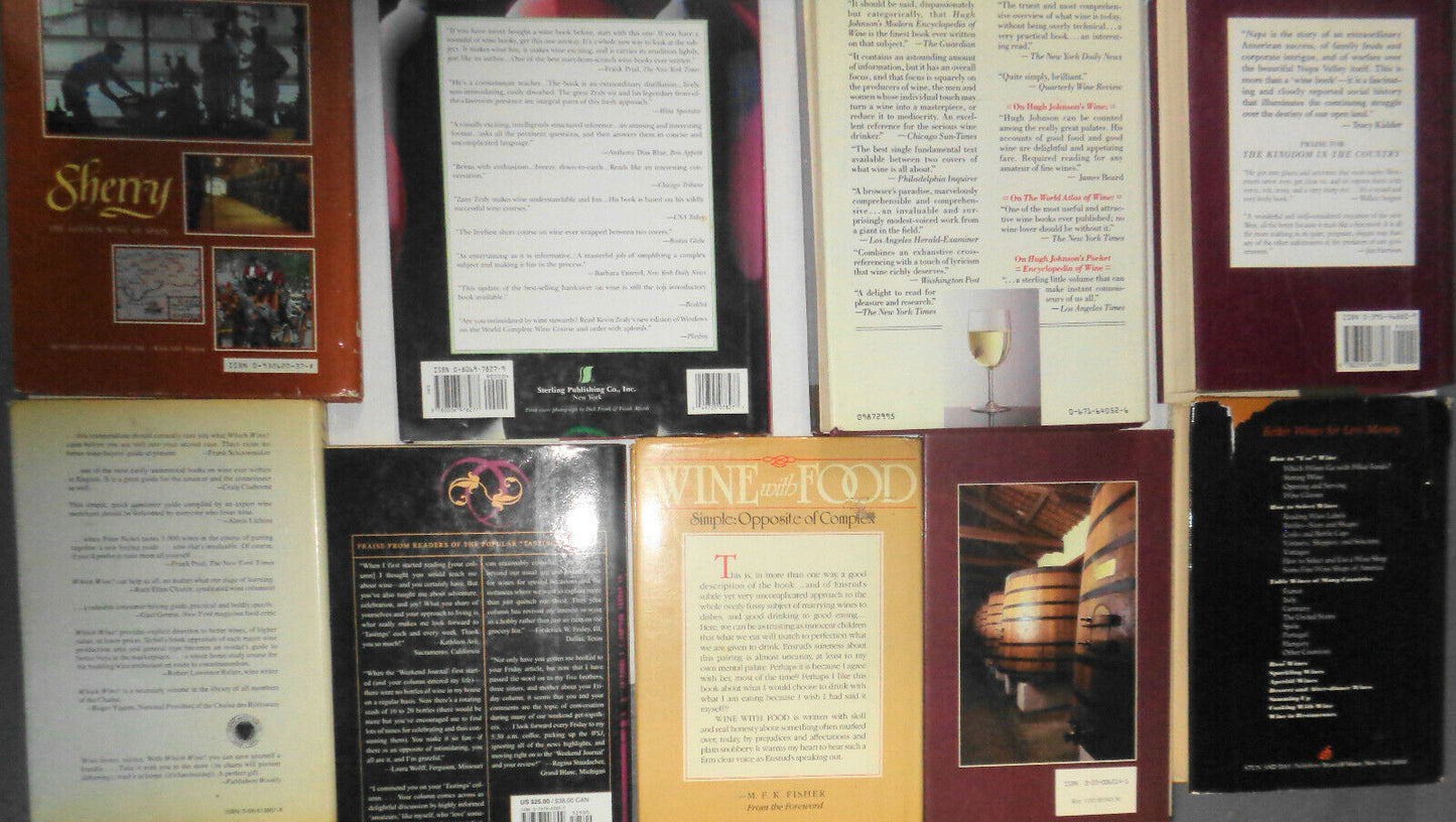 9 Wine books lot - Hardcovers - Windows of the World, Sherry, Hugh Johnson...