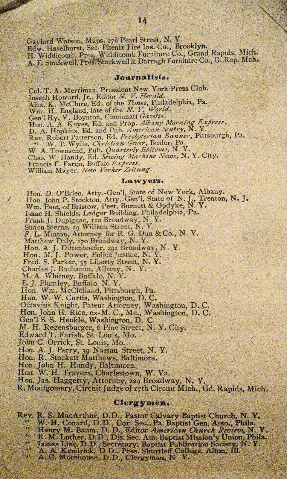 FACTS - Mutual Reserve Fund Life Association New York, 1884 Advertising circular