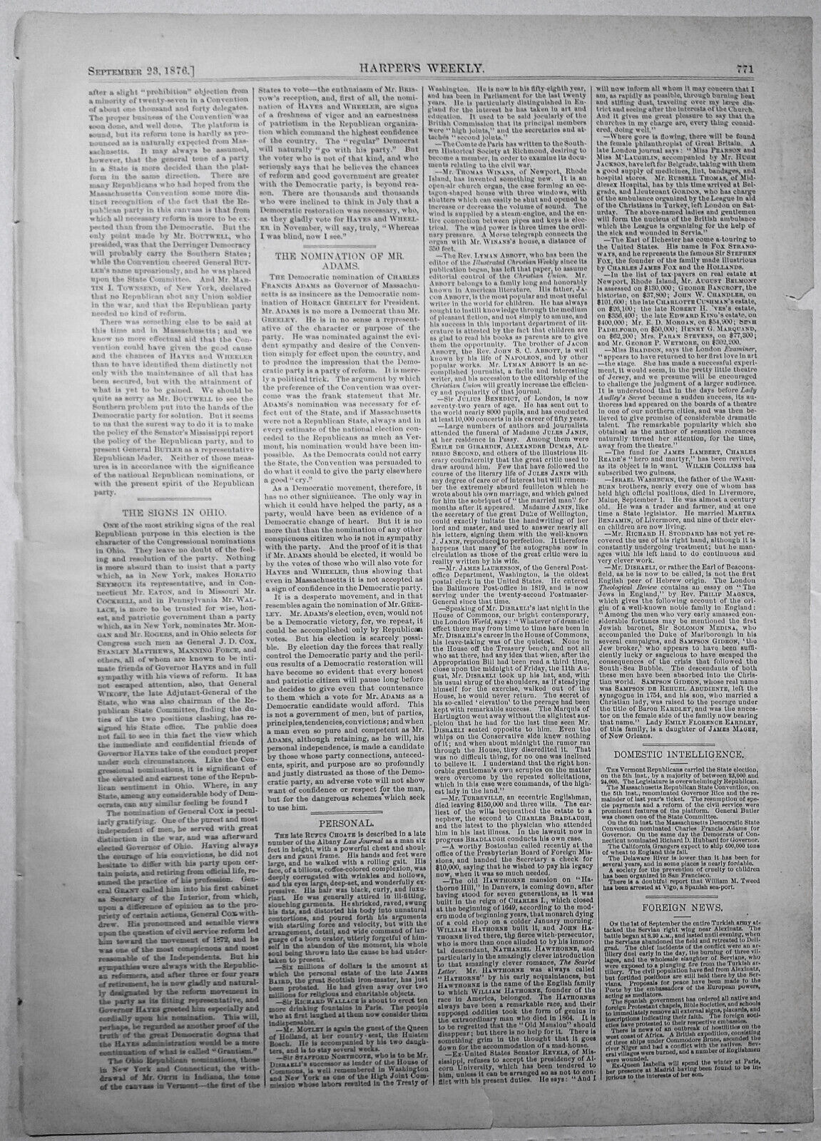 The Centennial - Egyptian Department. Harper's Weekly, September 23, 1876
