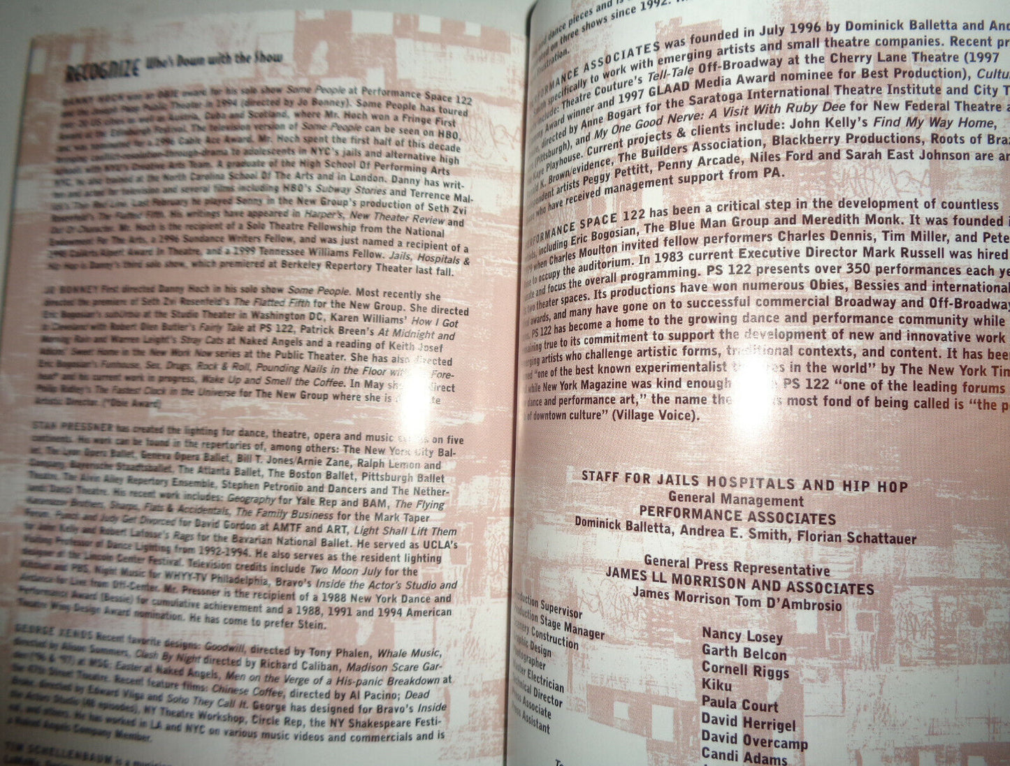 Danny Hoch : JAILS HOSPITALS HIP-HOP - PROGRAM 1998 - Performance Space 122, NYC