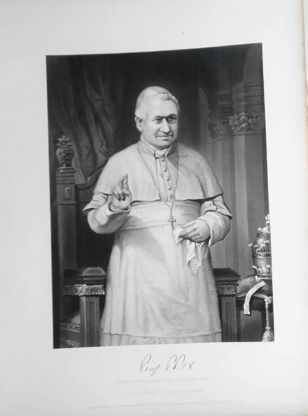Pope Pius IX -- 1873 engraving - Duyckinck Portrait Gallery