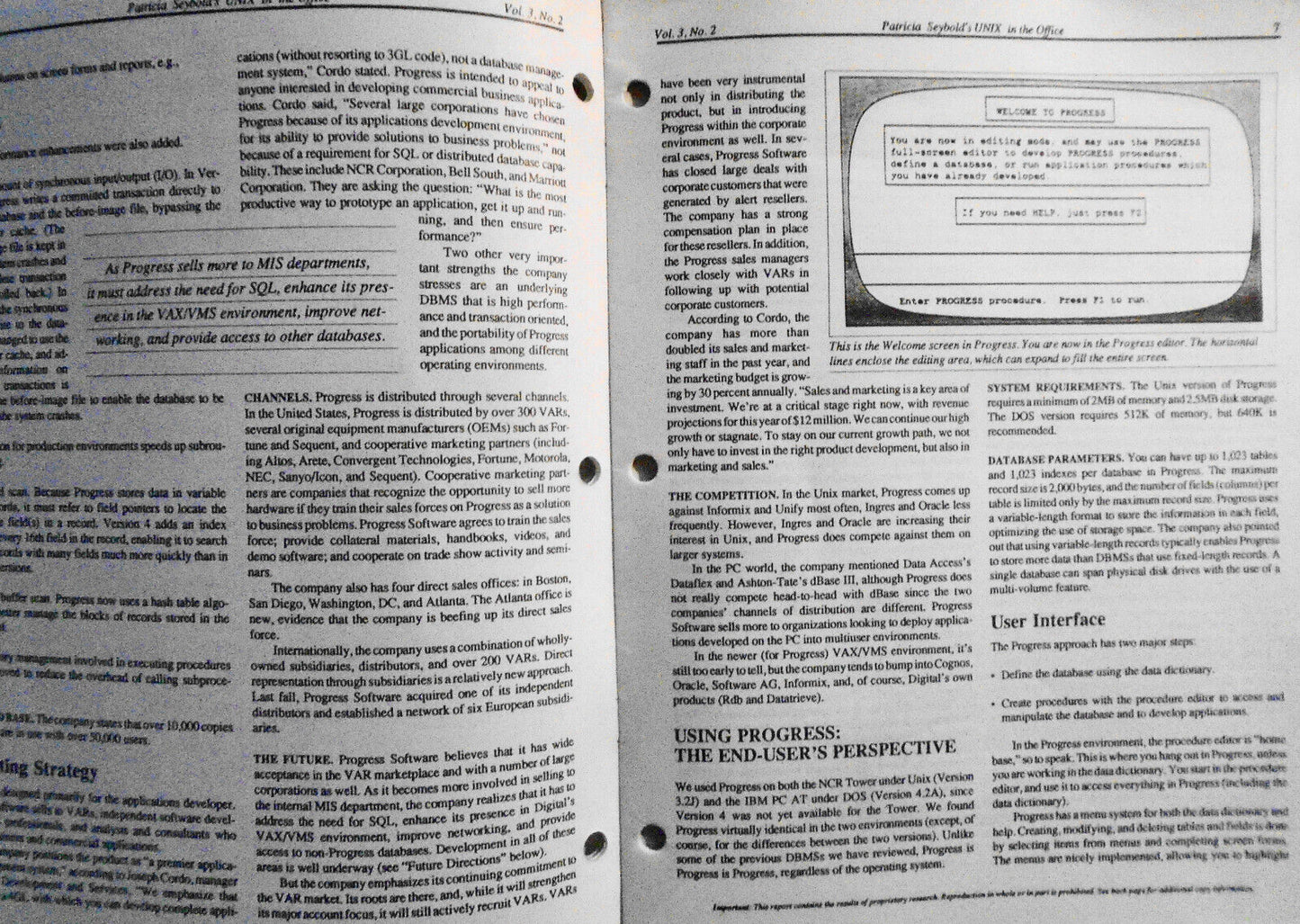 Patricia Seybold's UNIX in the Office : Progress 4GL database, February 1988