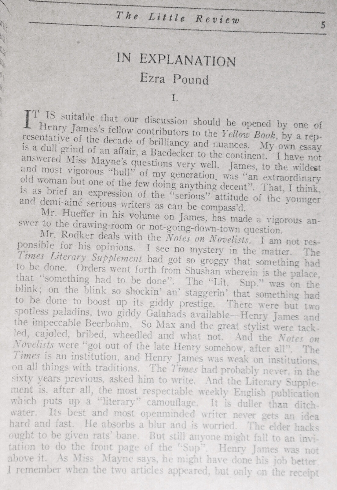 The Little Review, August 1918. Henry James Number, Ezra Pound, T. S. Eliot.