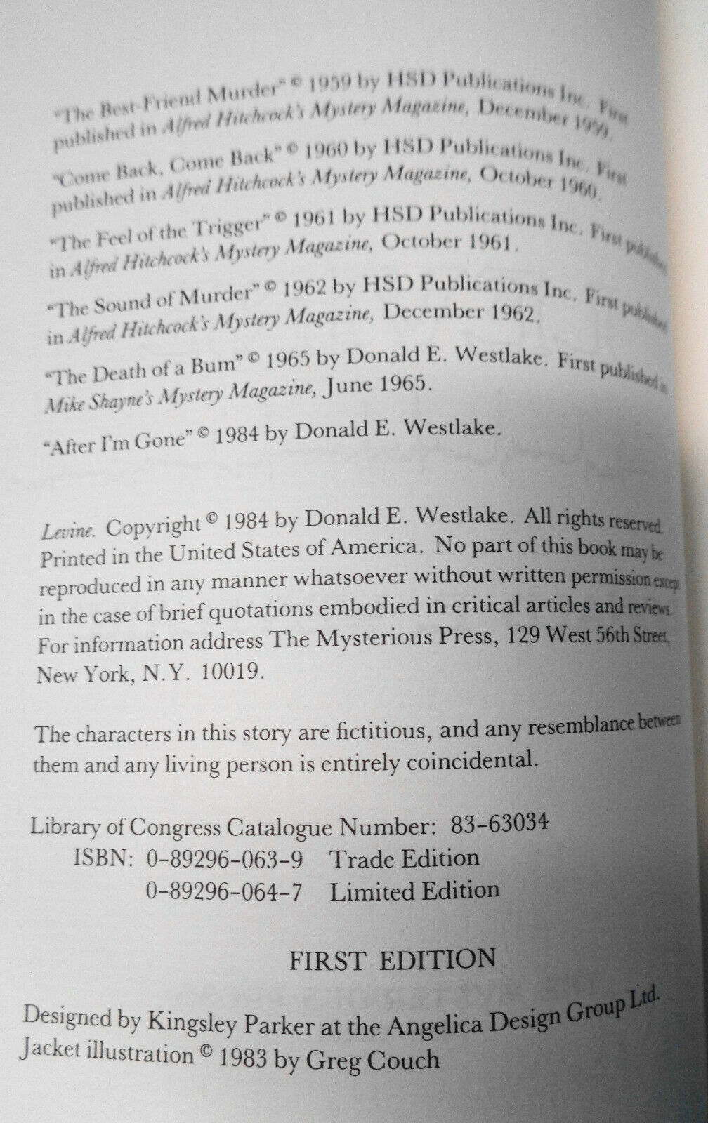 Donald E. Westlake : LEVINE - SIGNED 1 of 26 lettered copies Limited Edition