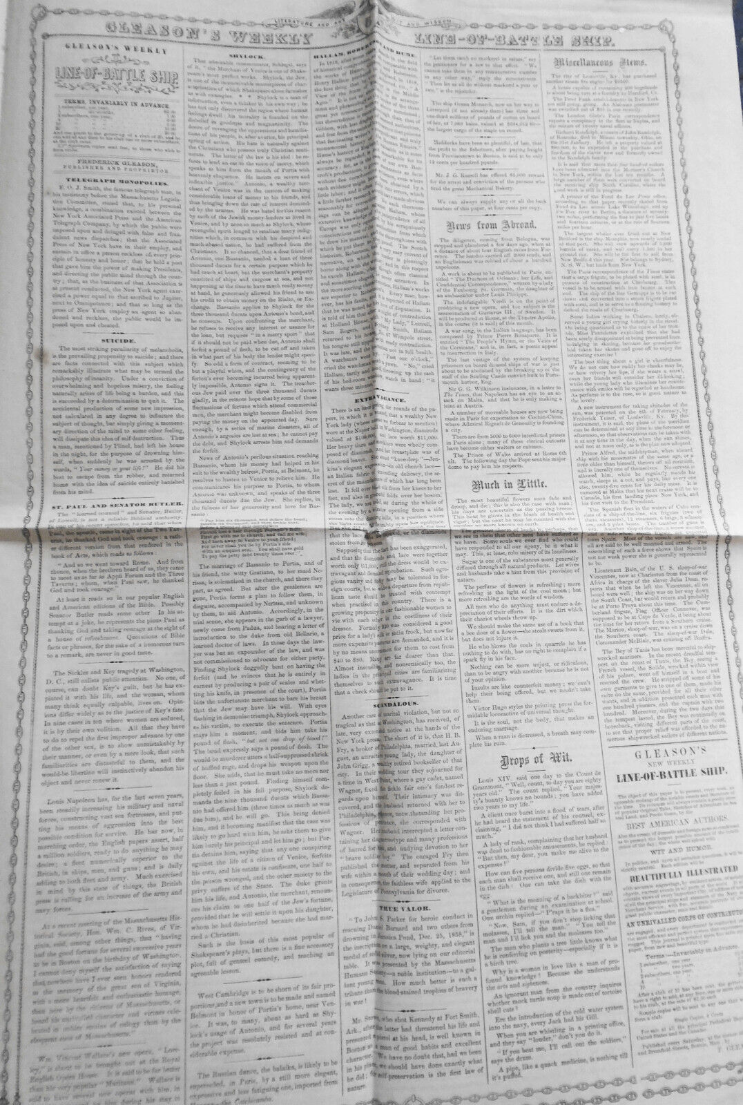 Gleason's Weekly March 19, 1859. Princess Clotilde / Vessels Going Through Ice