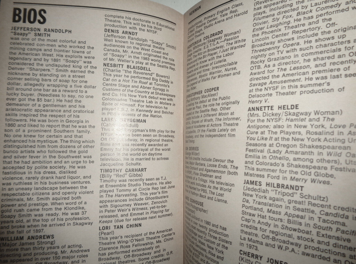 THE BALLAD OF SOAPY SMITH - SHOWBILL 1984 NEW YORK SHAKESPEARE FESTIVAL