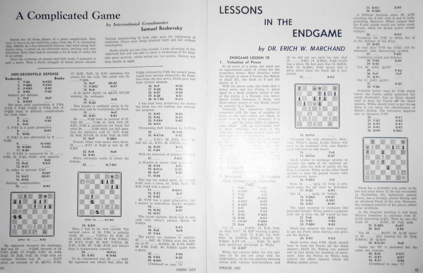 Chess Life, March 1963 - Reshevsky, Fischer, Petrosian, Benko, et al.