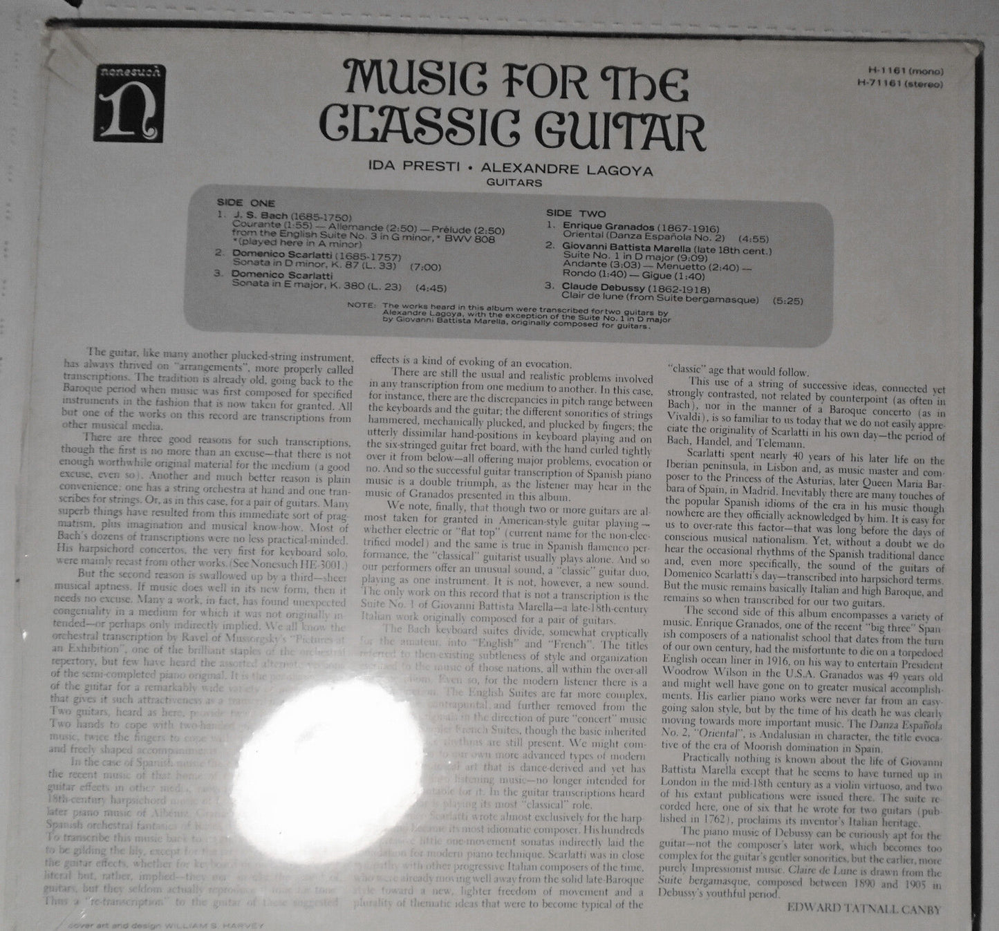 SEALED Music For The Classical Guitar LP - Ida Presti, Alexandre Lagoya. H-71161