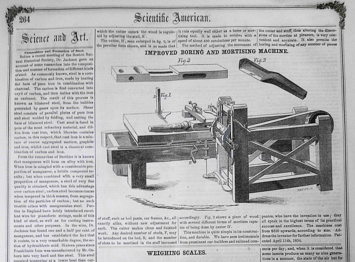 Scientific American, April 26, 1856. Steel composition; weighing scales, etc.