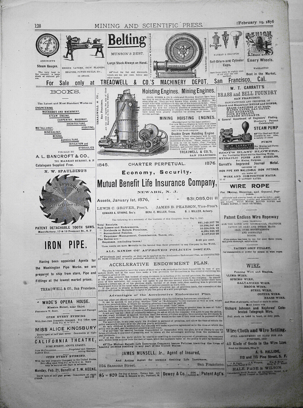 Mining and Scientific Press Feb 19, 1876. Yellowstone Falls; Pedestrian Training