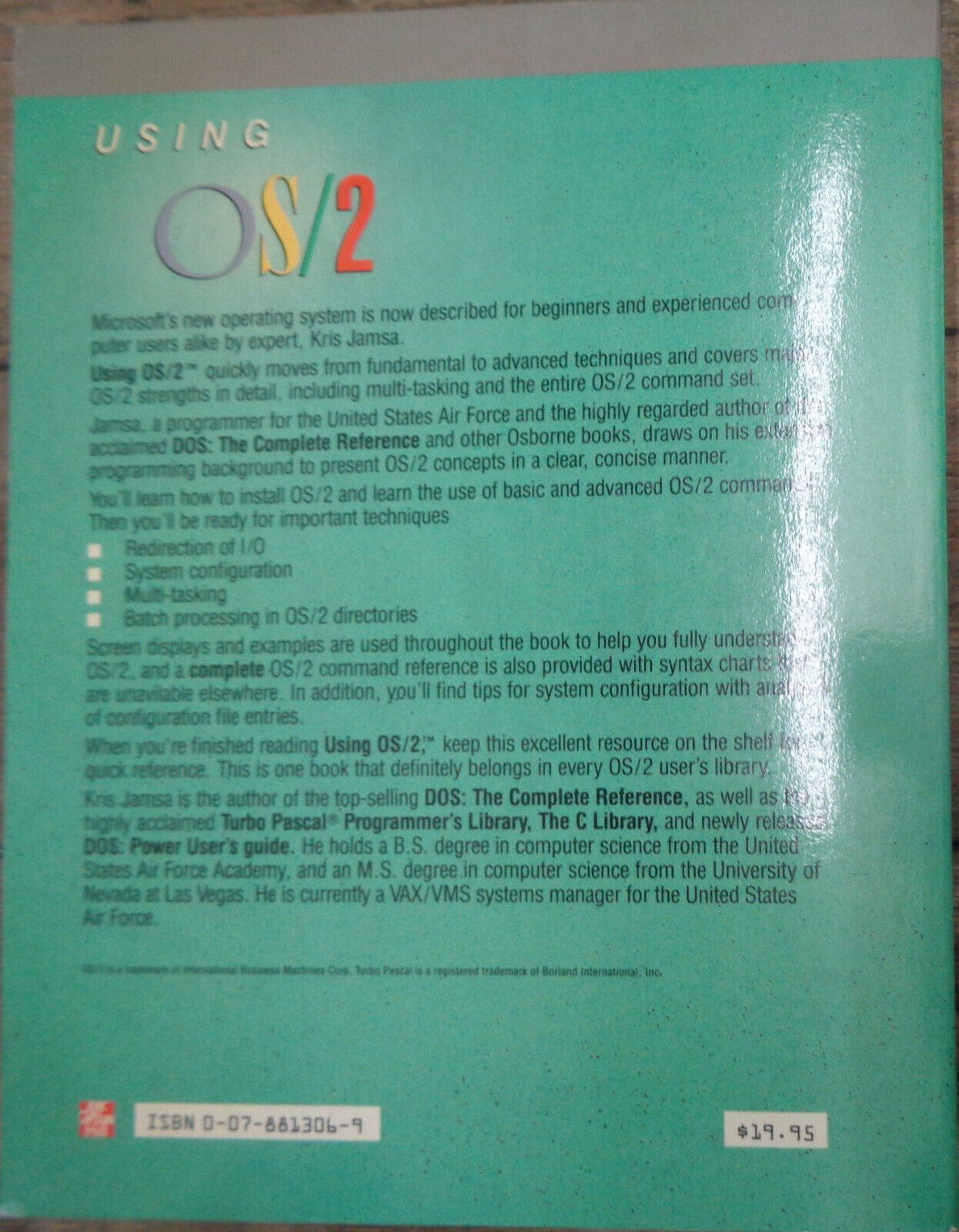 Using OS/2, by Kris Jamsa. 1988 First edition. NEW.