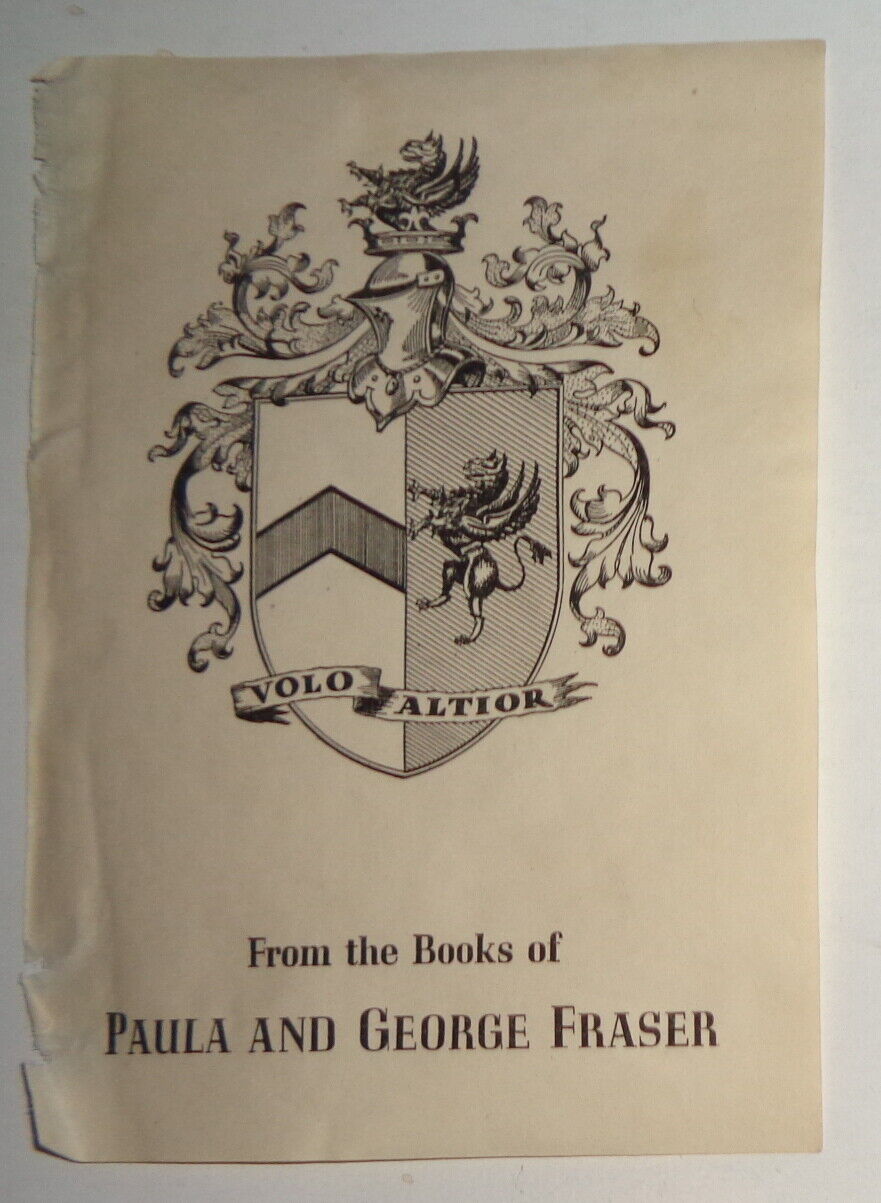 Armorial Bookplate of Paula and George Fraser - "Volo Altior" - Early 1900s