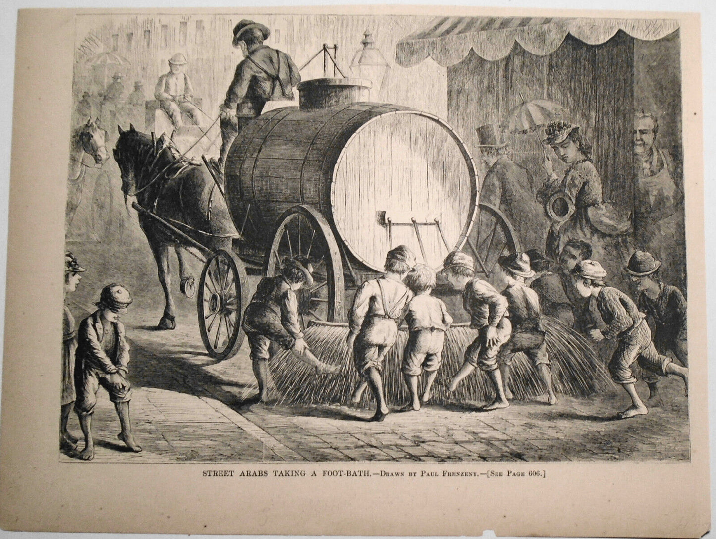 Street Arabs Taking a Foot-bath - by Paul Frenzeny - Harper's Weekly August 1872