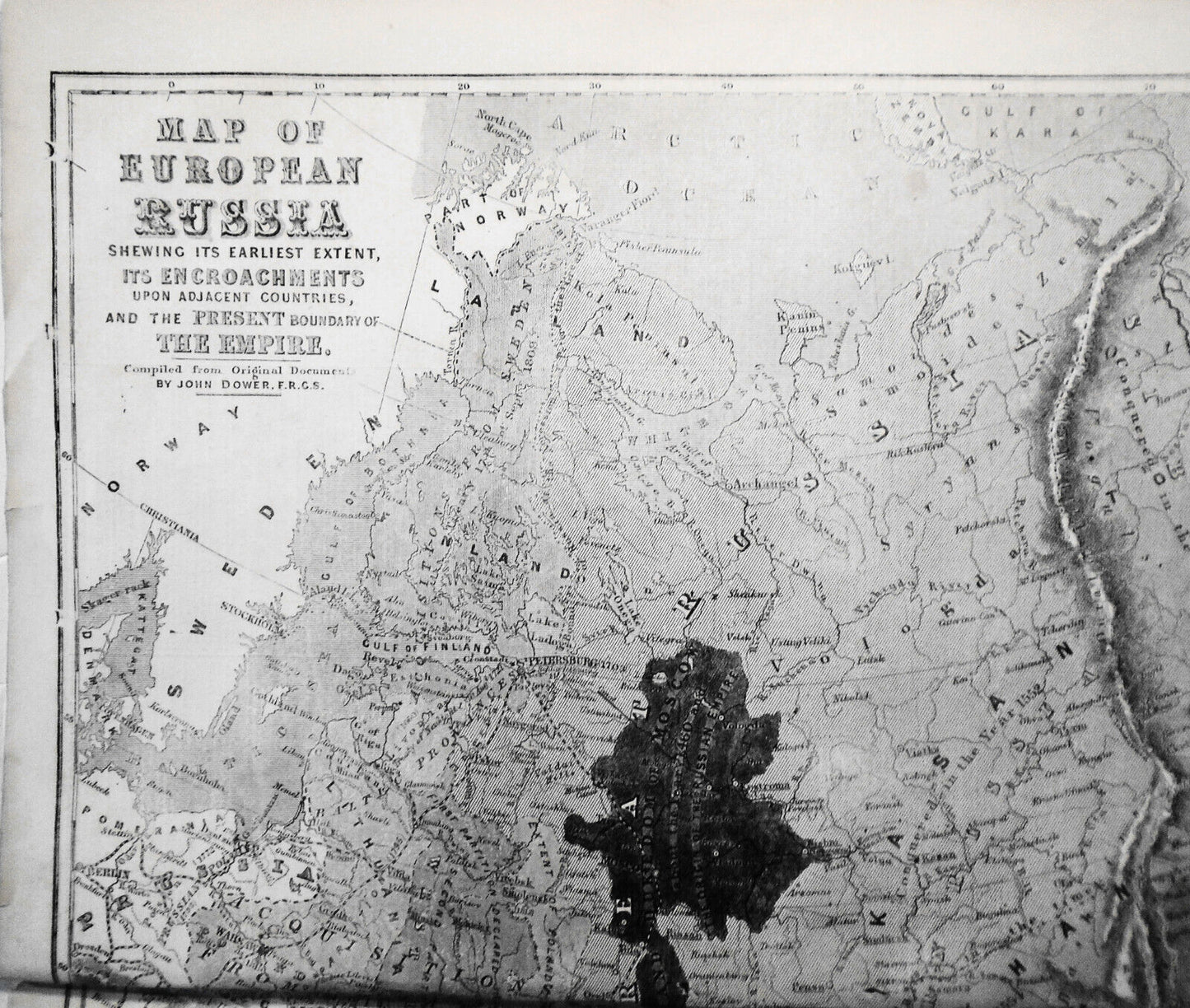 Map of European Russia Shewing Its Earliest Extent, its Encroachments... 1855