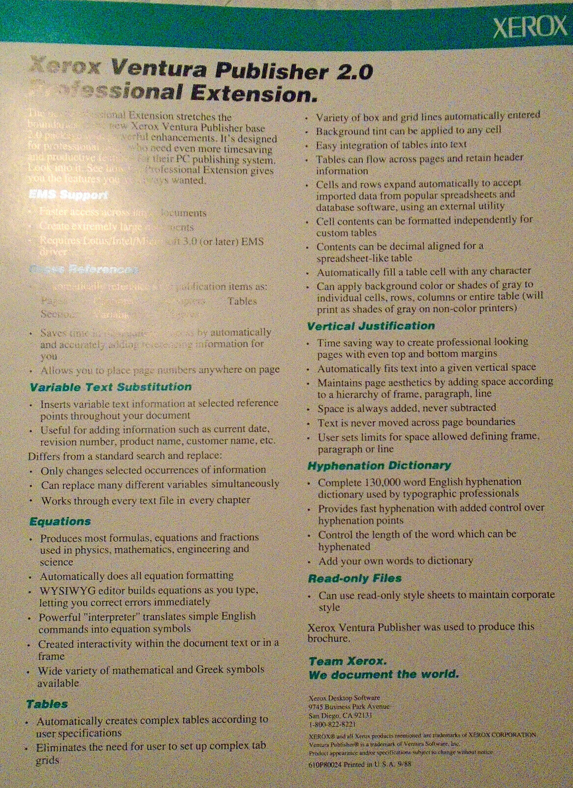 Xerox PC Software Press Kit 1989. Ventura Publisher, Formbase, Presents, Graph