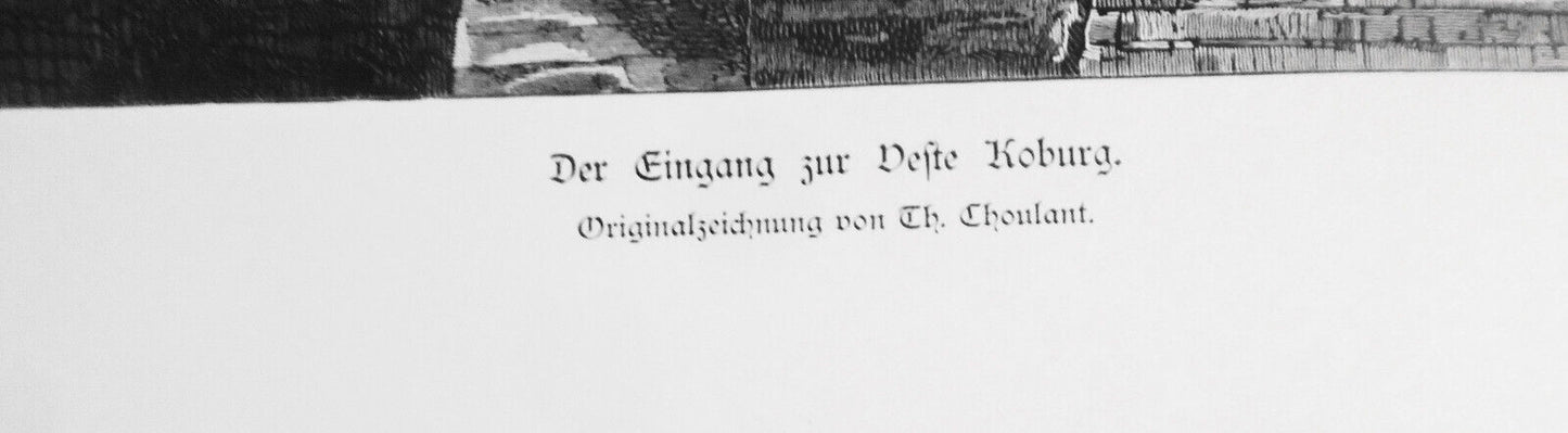 Der eingang zur Veste Koburg, by Ch. Choulant -- 1884 - Original antique print