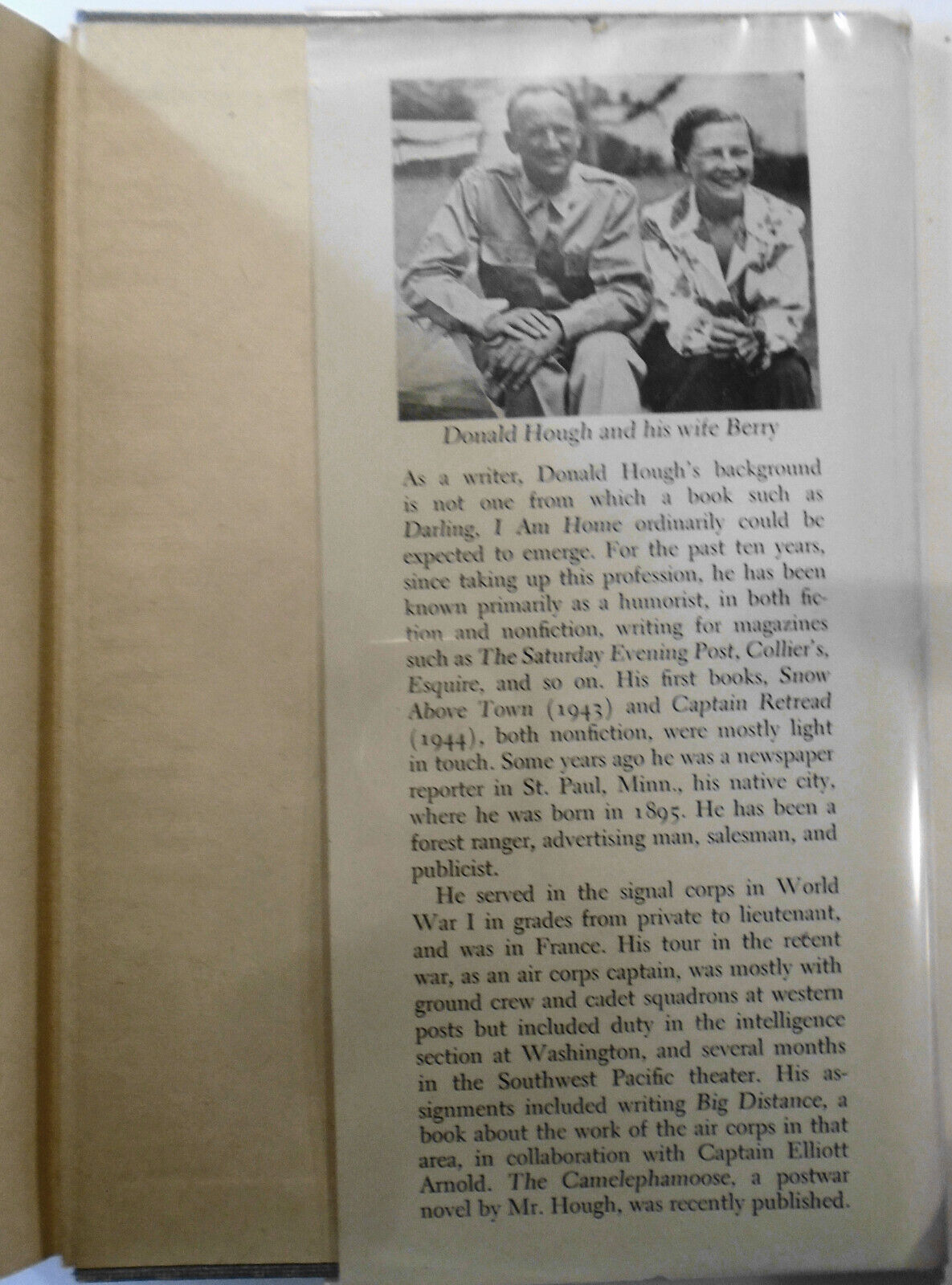 Darling, I am home - by Donald Hough. SIGNED First edition, 1946.