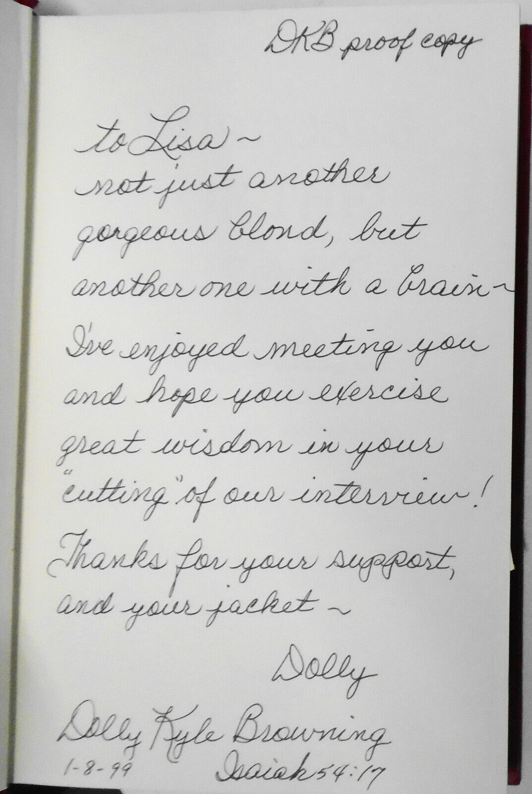 Purposes of the Heart (Signed) by Dolly Kyle Browning. Author's Proof copy