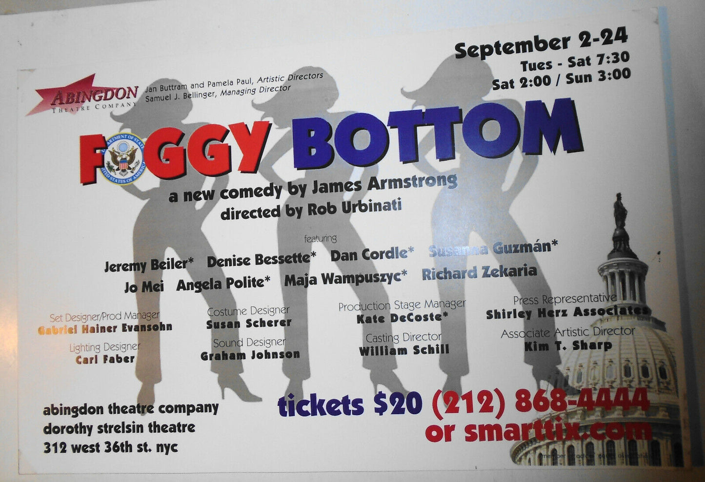 Foggy Bottom - 2006 Poster, Dorothy Strelsin Theatre, New York City - Abingdon