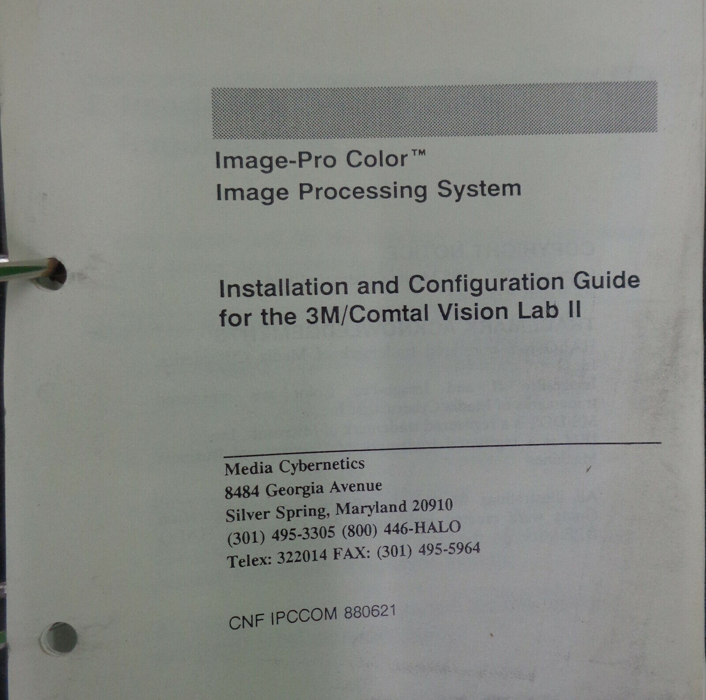 Image-Pro Color for 3M/Comtal Vision Lab II by Media Cybernetics. 1988, IBM AT