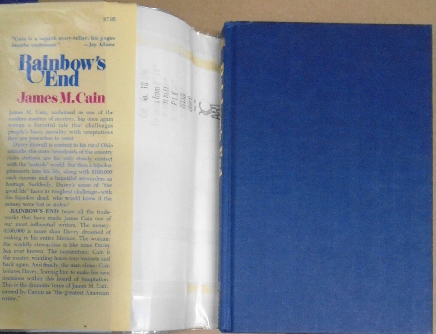 James M. Cain - Rainbow's End - First Edition 1975 Hardcover. Review copy.