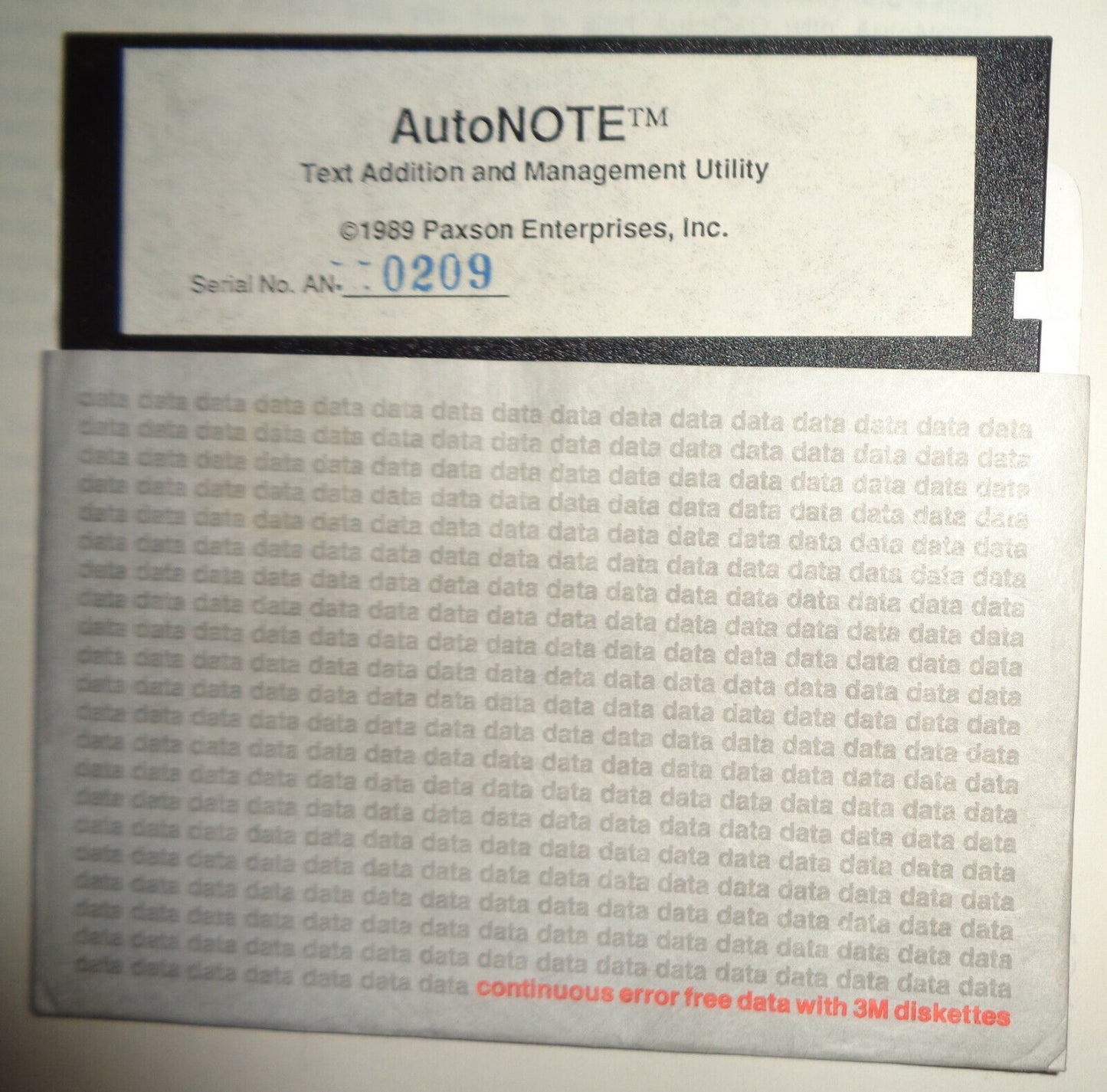 AutoNote, by Paxson Enterprises 1989 IBM 5 1/4" - add text to AutoCAD - Unused