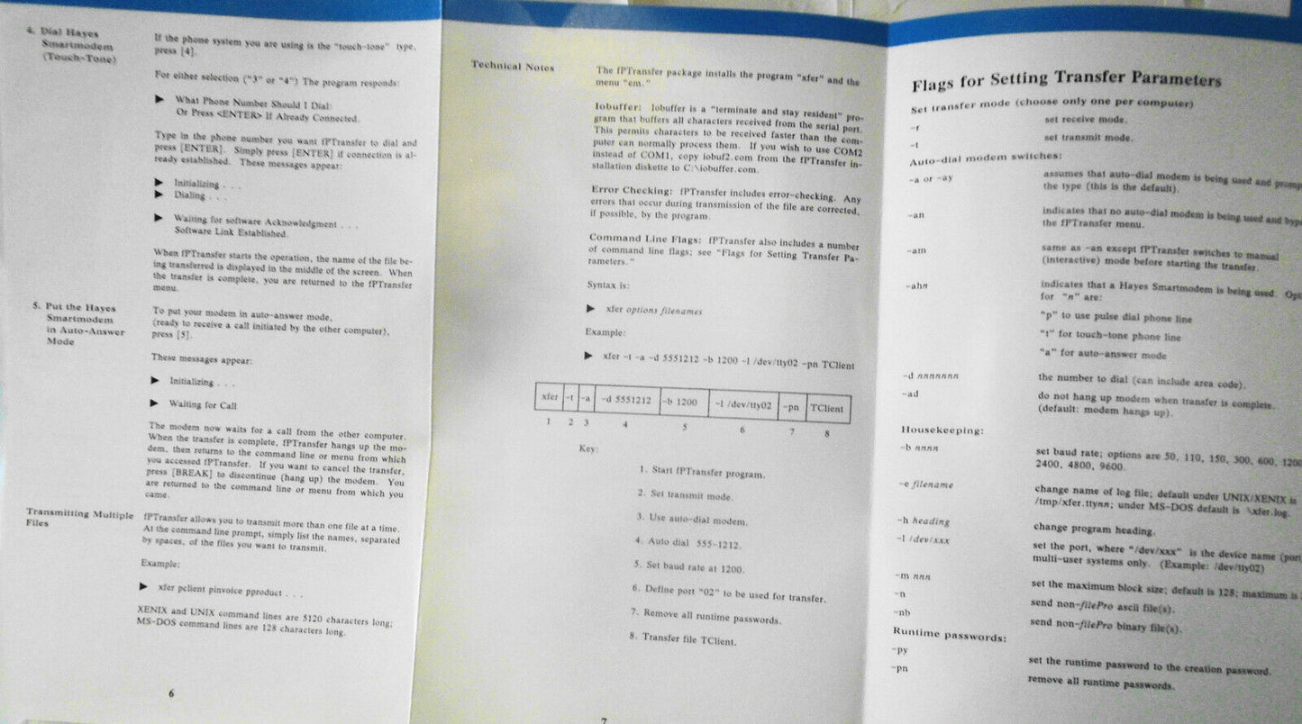 1987 fPTransfer for filePro / Profile files - User Guide & MSDOS software.