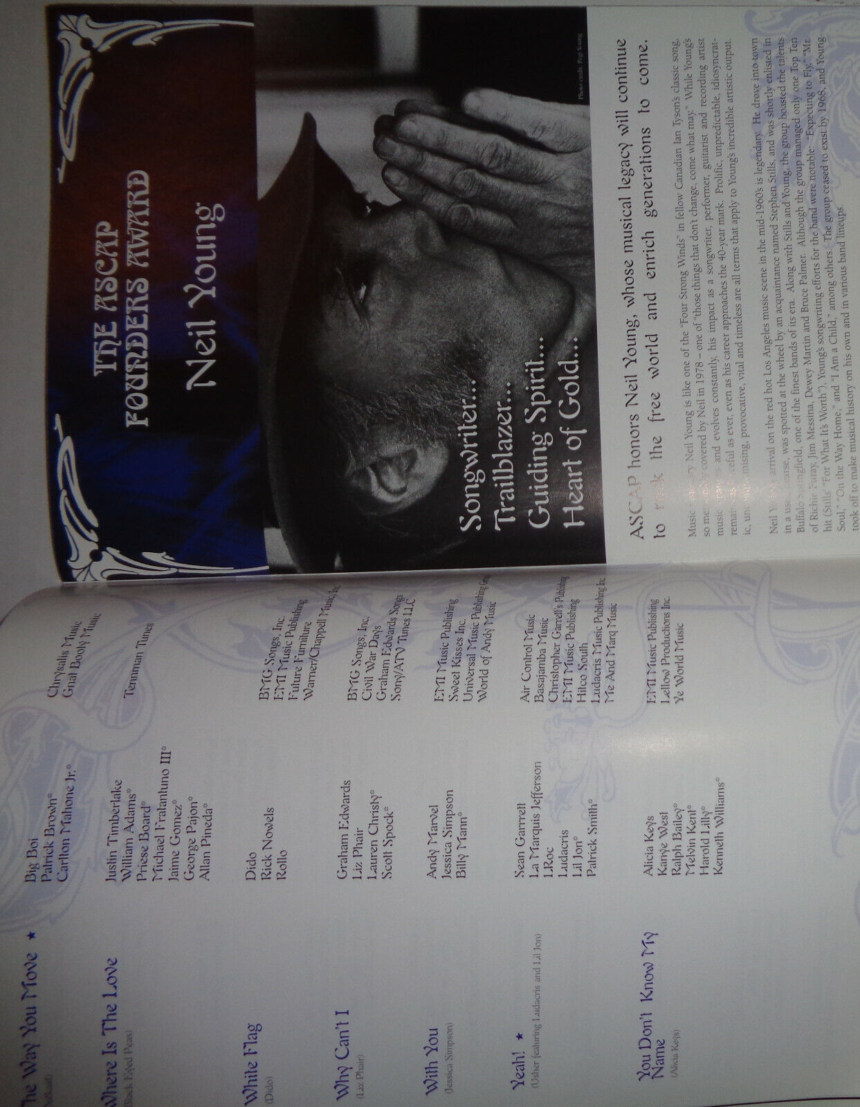 ASCAP Pop Music Awards 2005 Souvenir Program - Neil Young, Jermaine DuPri et al
