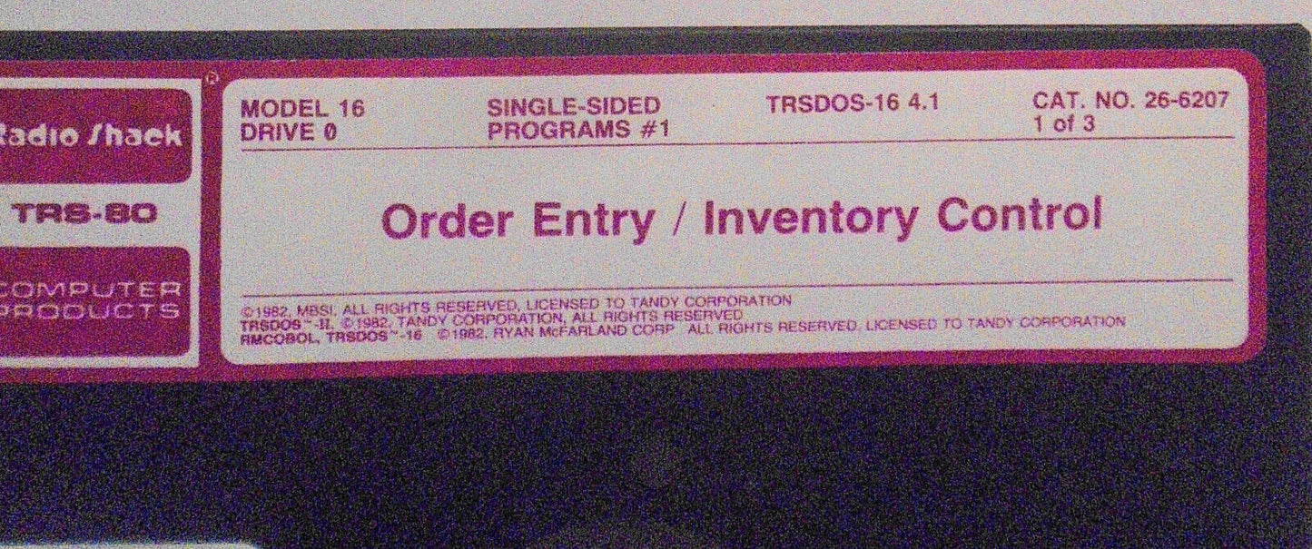 1982 TRS-80 Model 16 Order Entry/Inventory Control Xenix Multi-User & TRSDOS-16