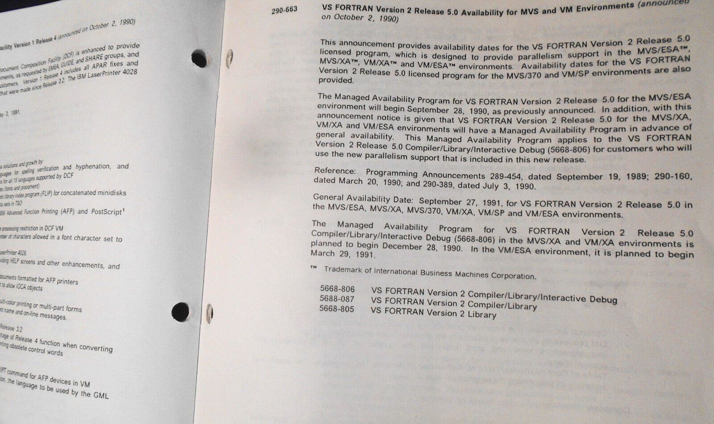 IBM Announcement Letter Summary, 10/23/1990 : System/370, Cooperative Processing