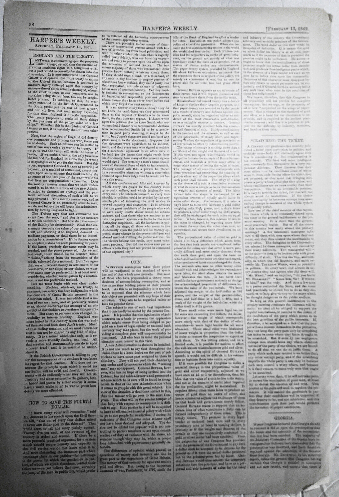 Modeling a Homestead - Harper's Weekly February 13, 1869. Original front page