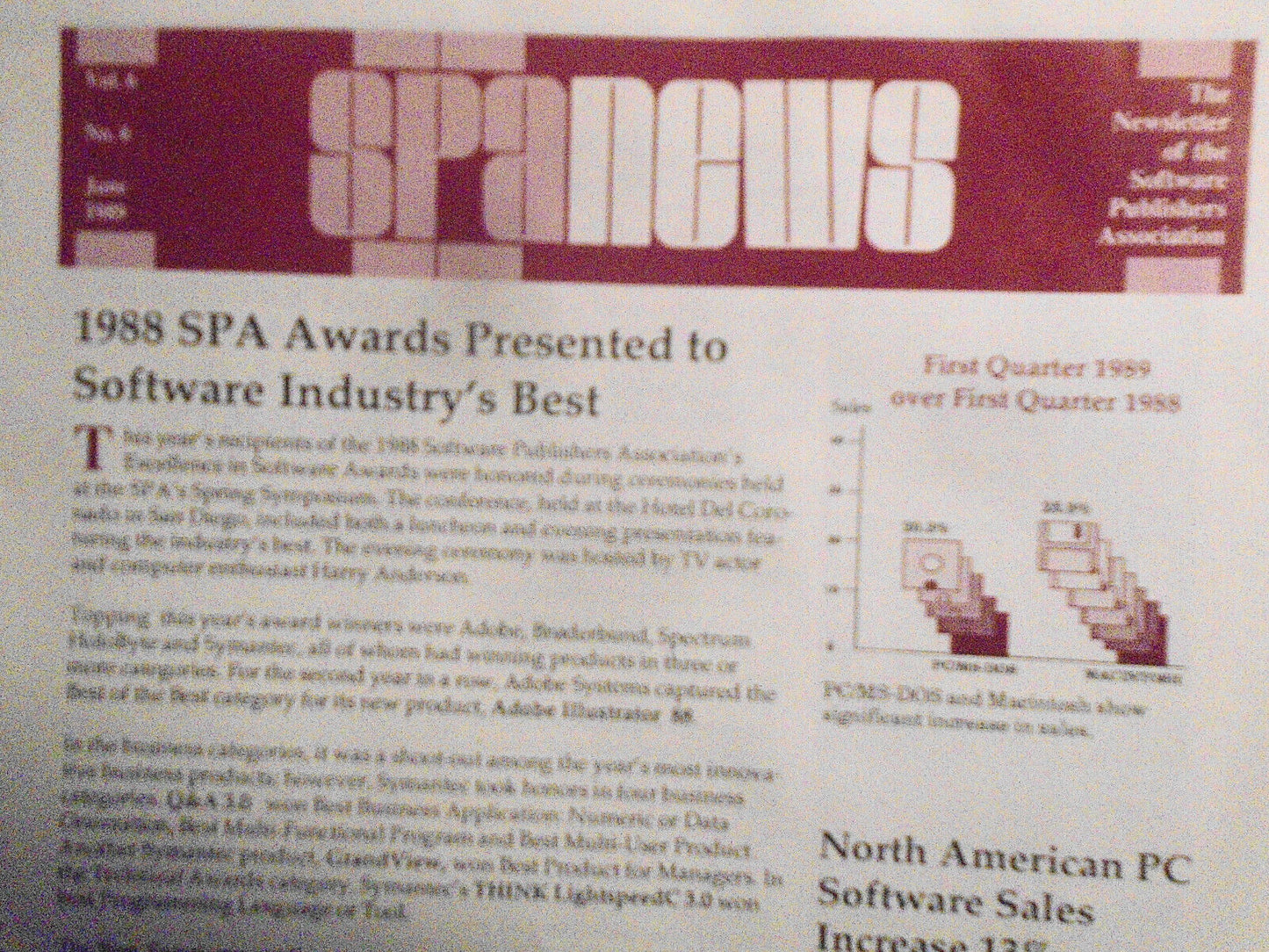 SPA News, June 1989. Newsletter of the Software Publishers Association