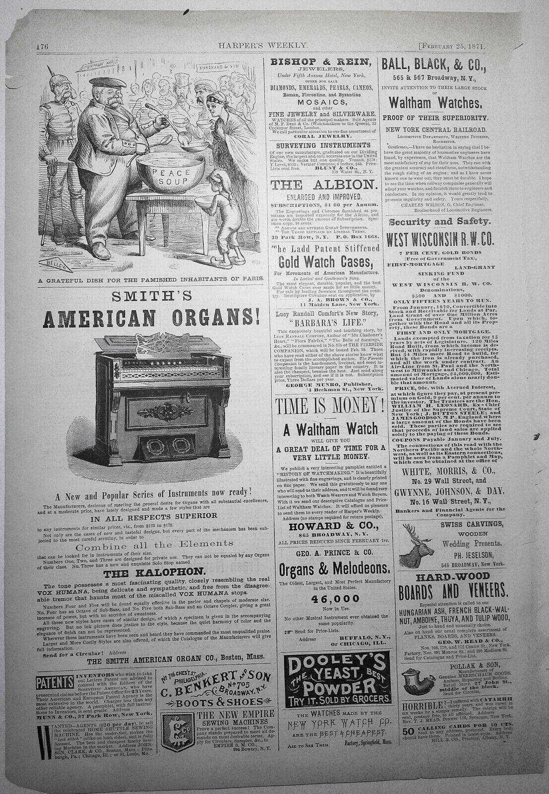 Peace Soup - Grateful Dish for Parisians, by Bellew - Harper's Weekly, 1871