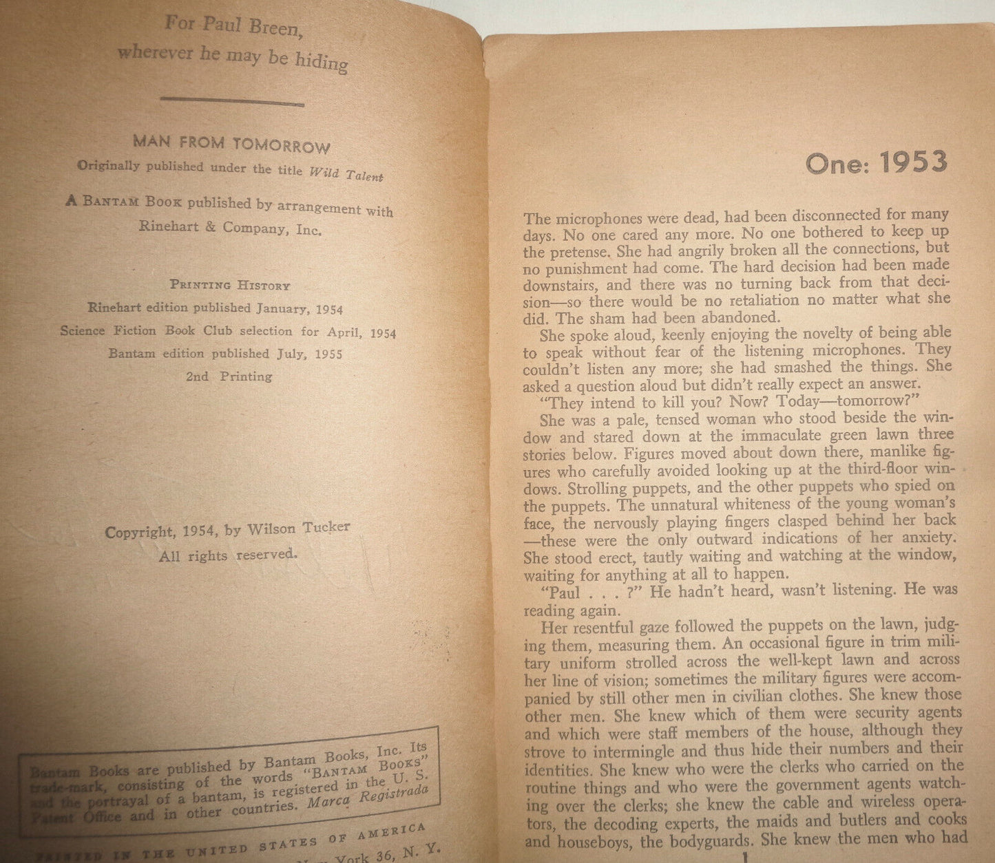 SIGNED : Man from Tomorrow, by Wilson Tucker. Bantam 1955