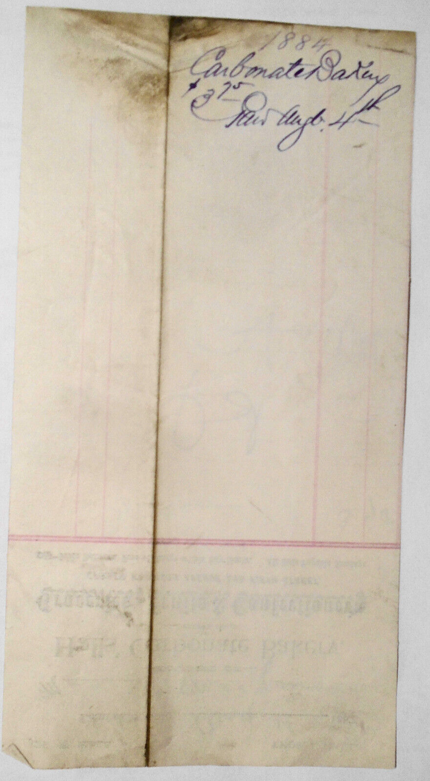 1884 Halls' Carbonate Bakery - Groceries... Billhead receipt. Leadville Colorado