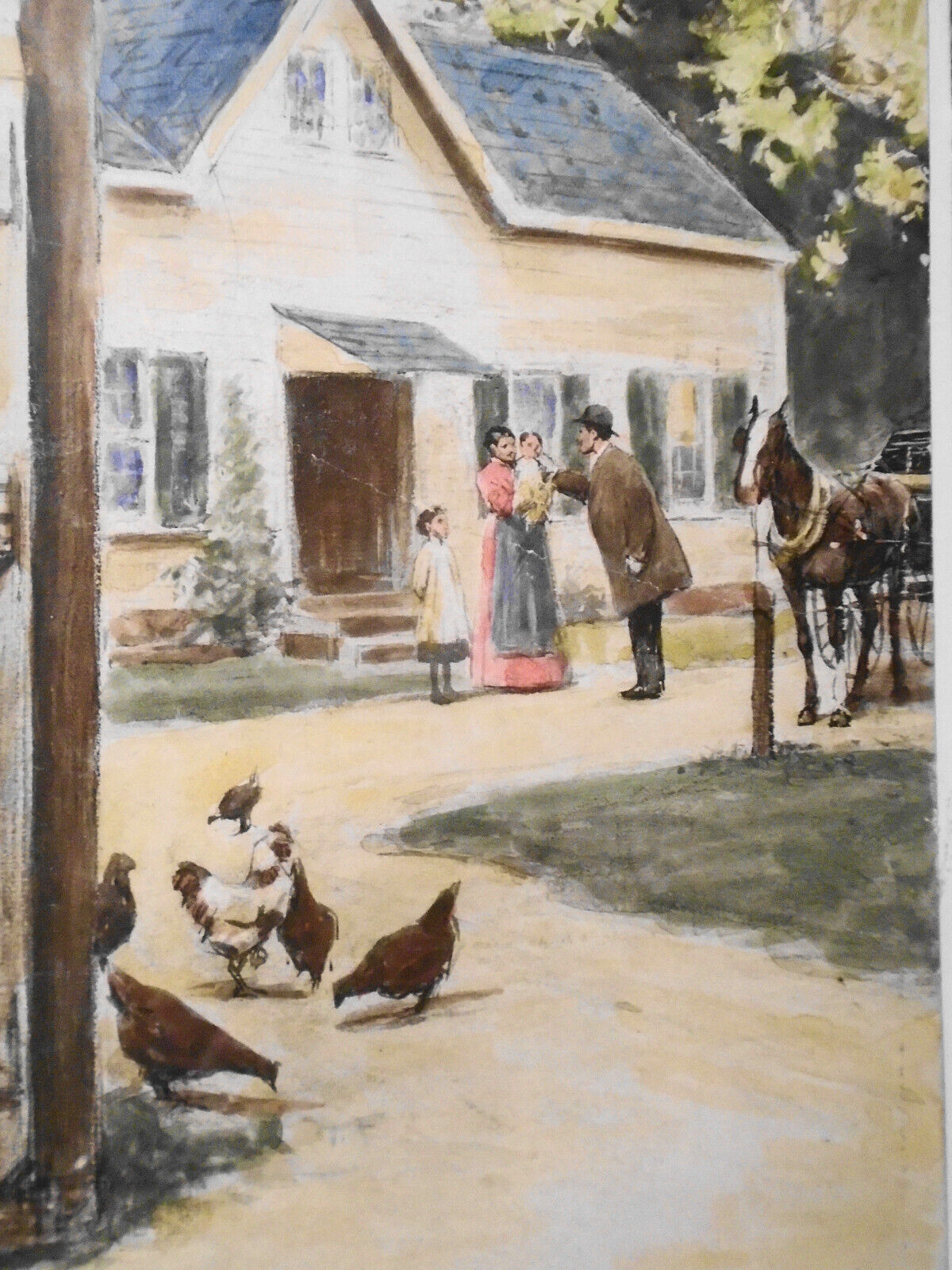 "Electioneering", by A. B. Frost. 1907. Hand-colored. Original print. Matted.