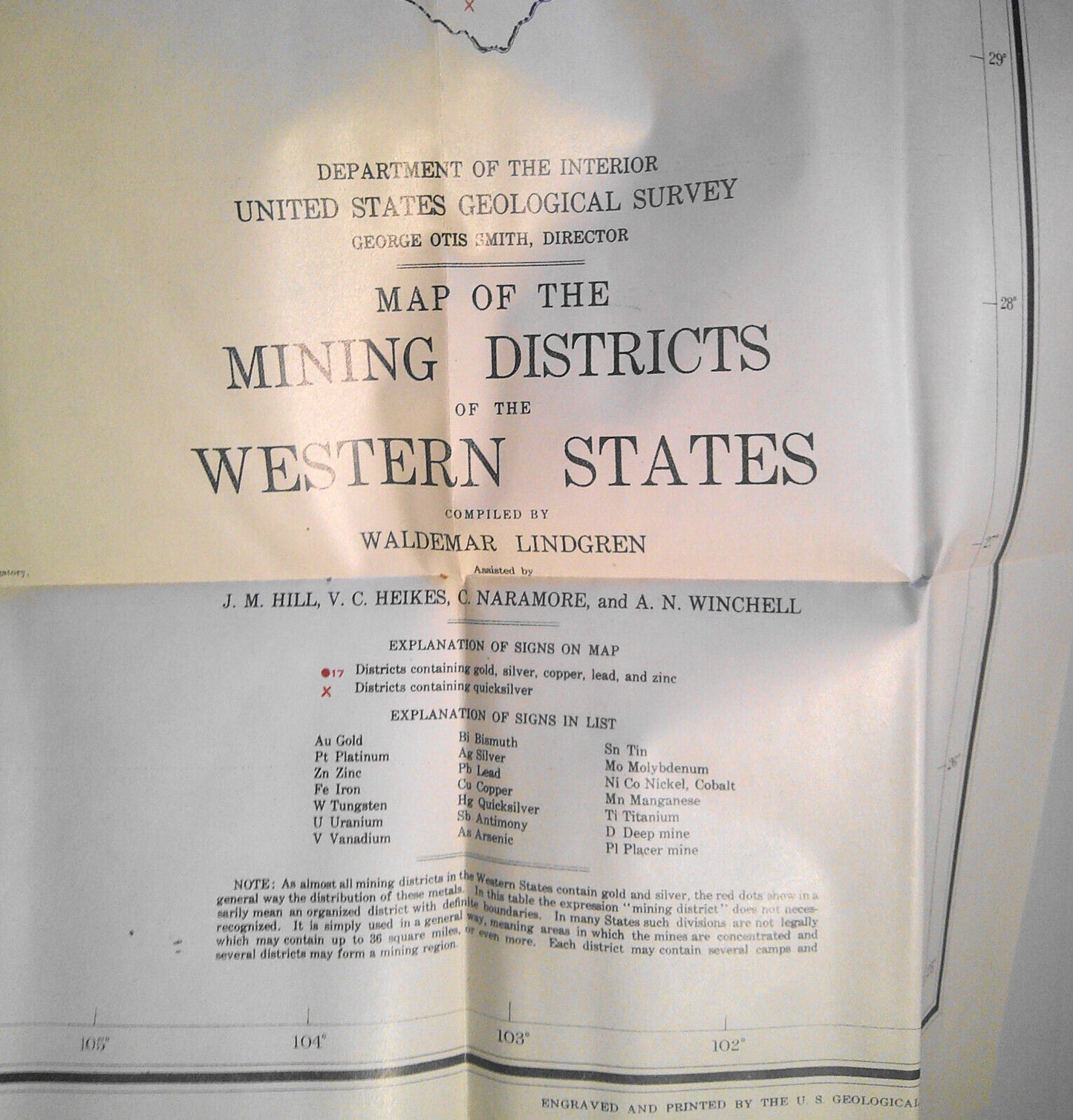 1907 Map of the Mining Districts of the Western States, by Waldemar Lindgren.