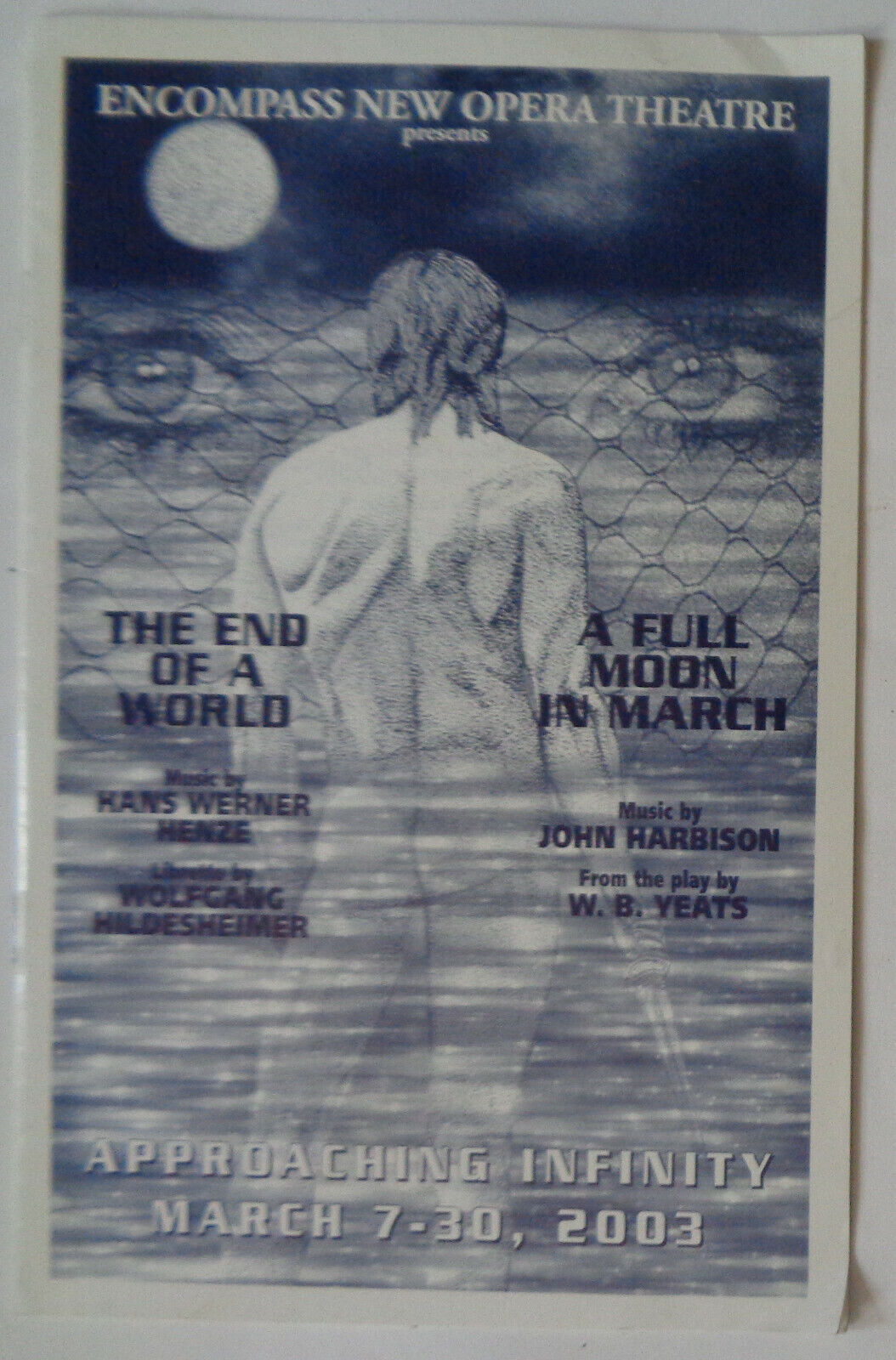 APPROACHING INFINITY - SOUVENIR PROGRAM 2003 - ENCOMPASS NEW OPERA THEATRE
