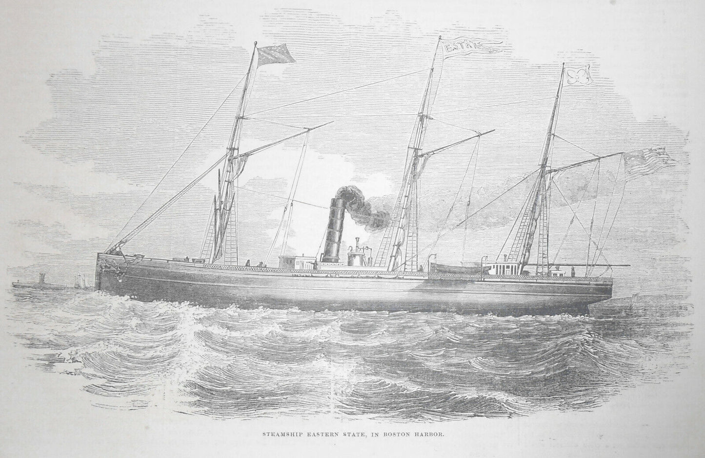 Steamship Eastern State, in Boston Harbor - Gleason's Pictorial - March 13, 1852
