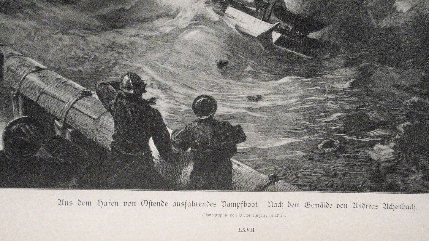 Aus Dem Hasen von Ostende Ausfahrendes Dampfboot, von Andreas Achenbach 1886