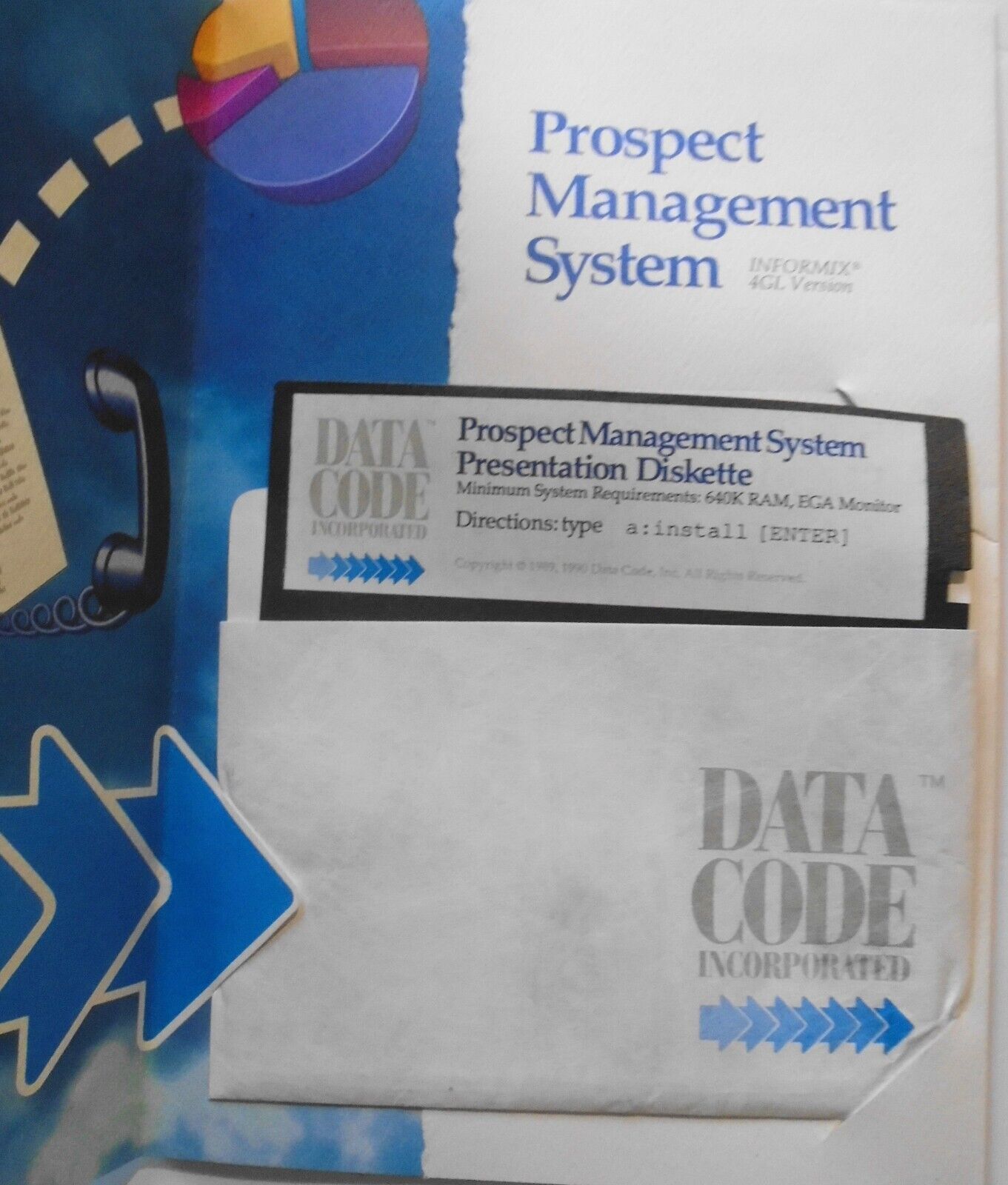 Data Code Prospect Management system. 1990 Demo Program for IBM PCs, 5 1/4".