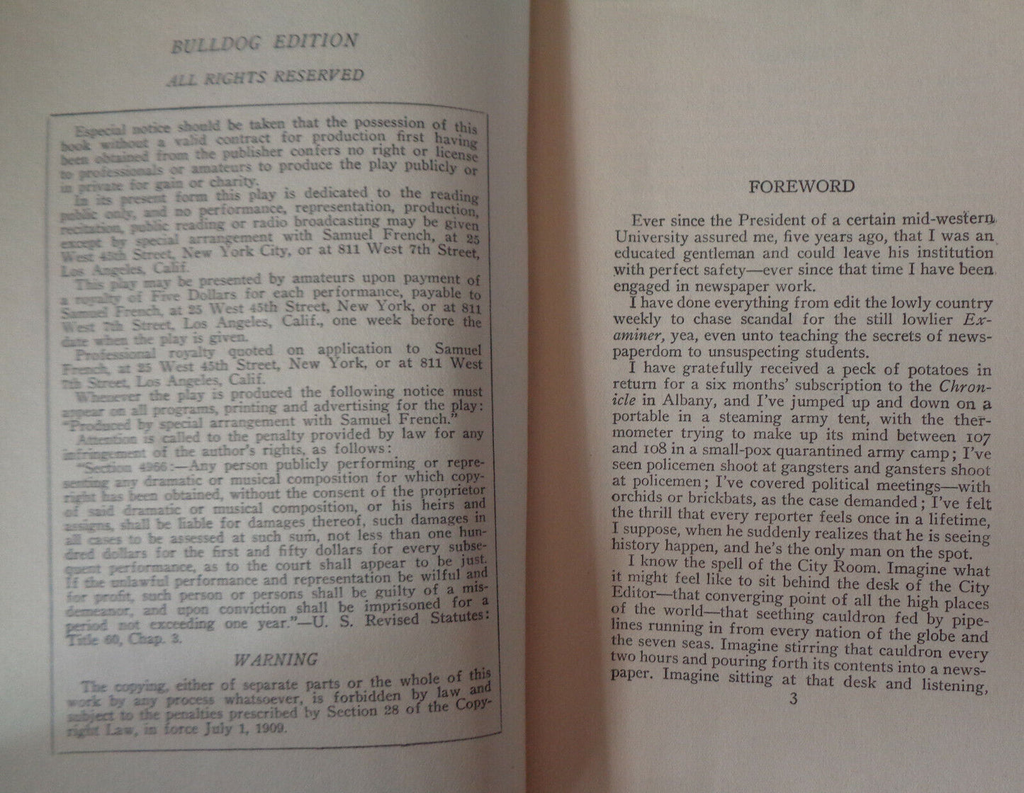Bulldog edition, a one-act play, by Albert R Crews. 1937