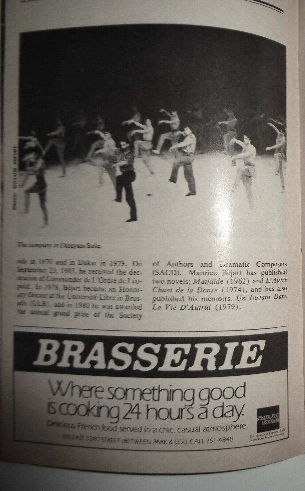 BEJART BALLET OF THE 20th CENTURY PROGRAM - Nov 1985 City Center Theater, NYC