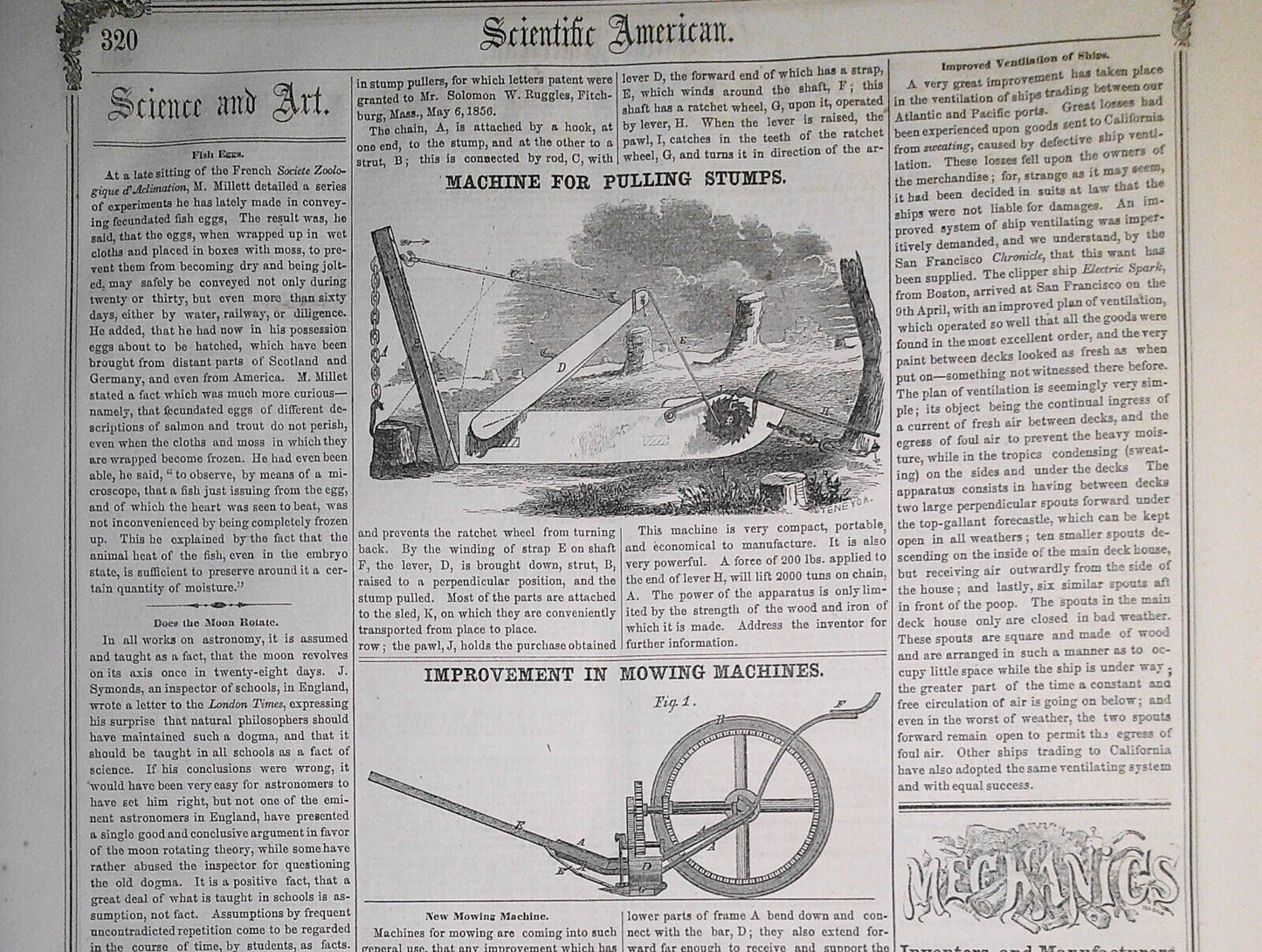 Scientific American, June 14, 1856. Foucault - Motion and Heat; Ballooning, etc